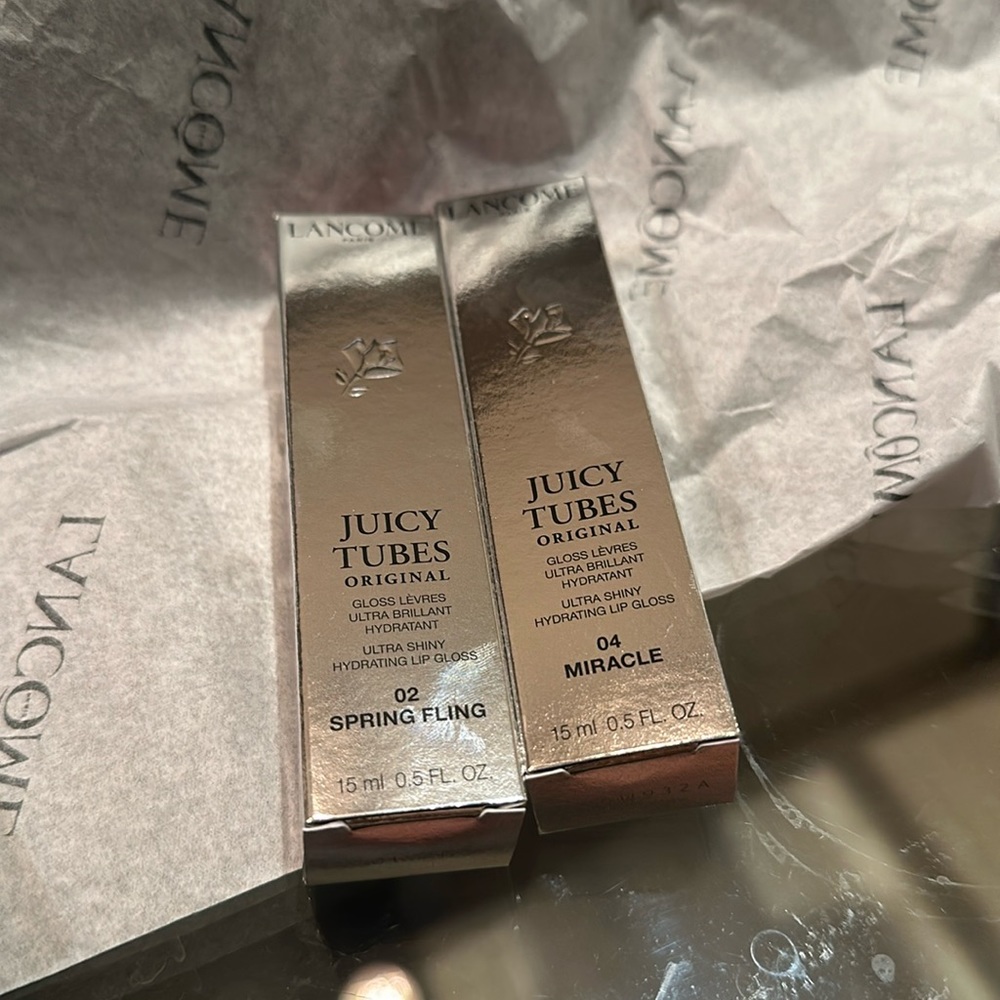 Lancôme juicy tubes 02 spring fling & 04 Miracle ultra shiny hydrating lip gloss